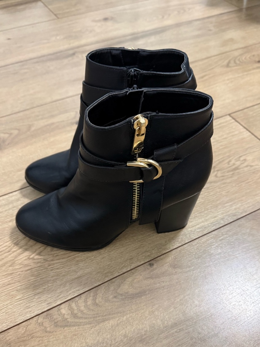 Apt. 9 Black Ankle Booties with Gold Hardware